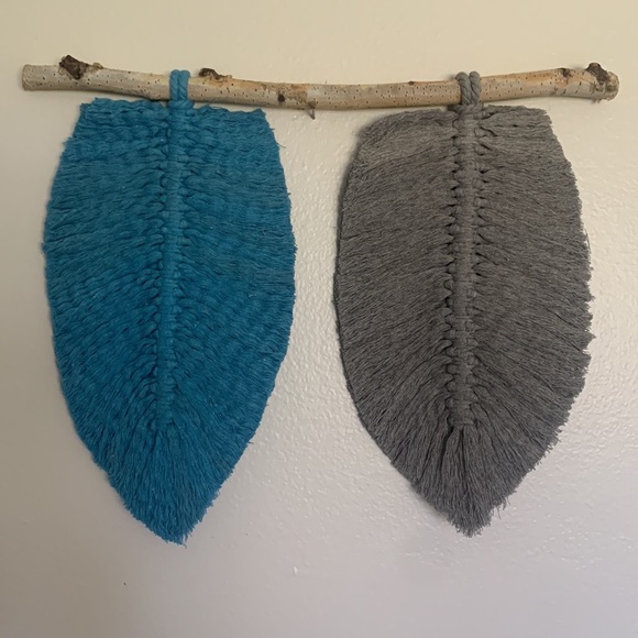 Set of 2: Grey and Blue Feathered Wall Art - Picture 3 of 14